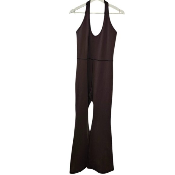 Aritzia Wilfred Free Look Flare Jumpsuit, Halter, Scoop Neck, Brown, Size XL - Picture 1 of 9